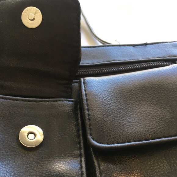 VINTAGE Black Leather Cross Body Purse - Picture 13 of 14